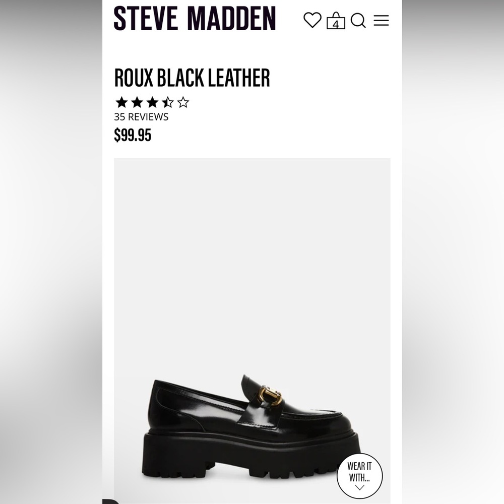 “Roux” Steve Madden Black platform loafers with gold buckle